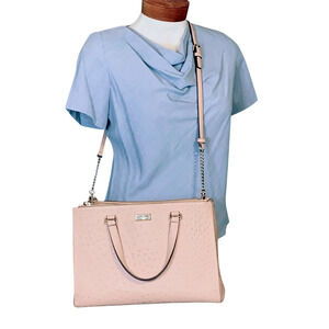 Kate Spade Bristol Drive Ostrich Loden Leather Satchel Bag Crossbody w/ Dust Bag